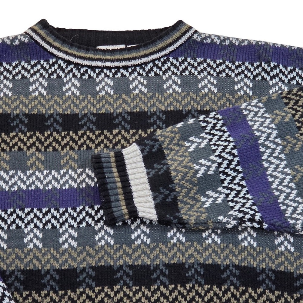 VTG Ash Creek Trading XL Sweater Crewneck Striped‎ Knit Fair Isle Pullover